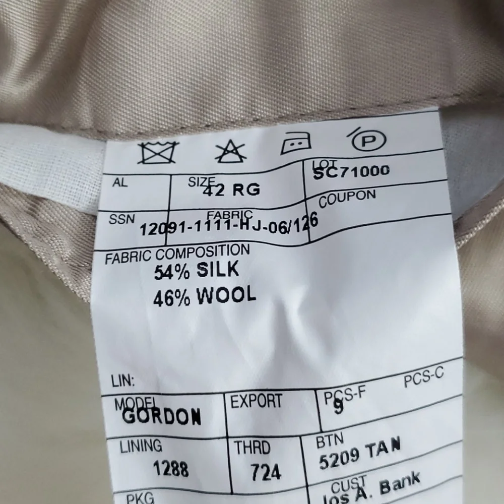 Jos. A. Bank Gordon Blazer 42R Men’s Silk-Wool Two-Button Full Lining Classic